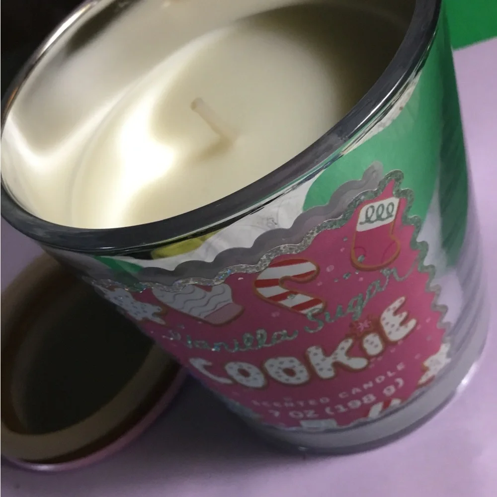 Vanilla Sugar Cookie Candle jar silver metallic pink